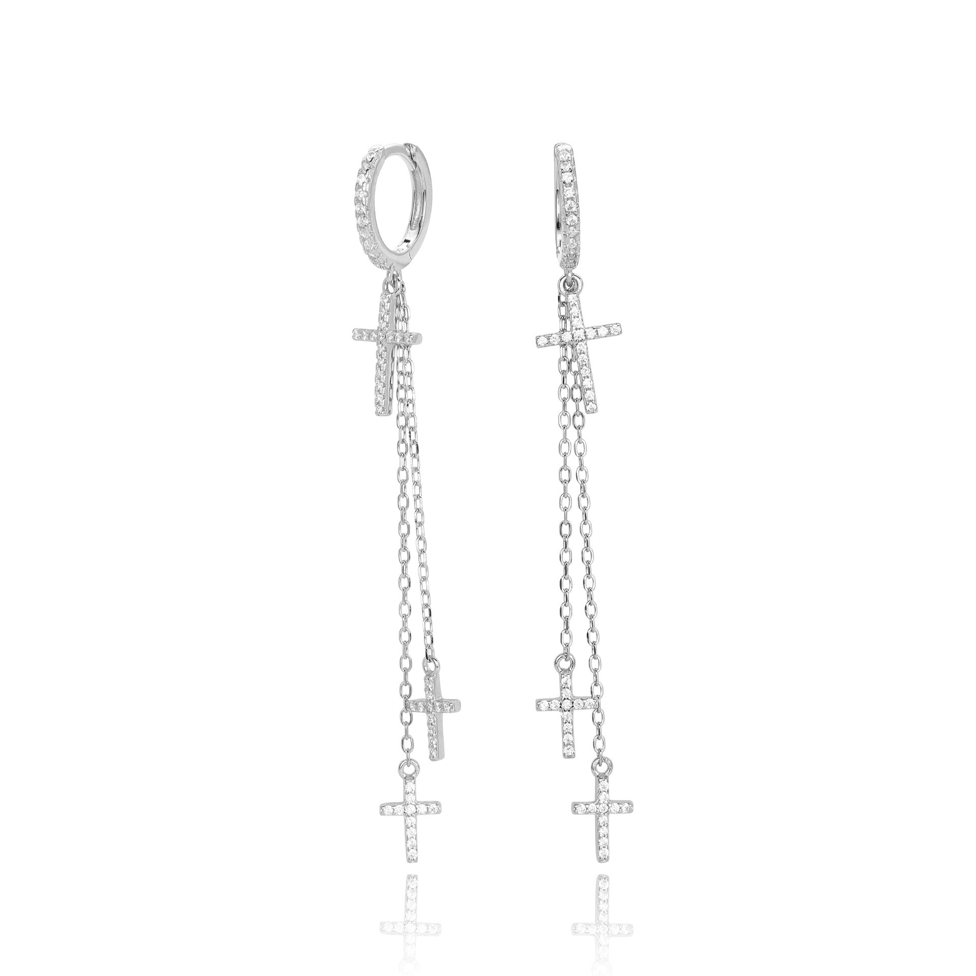 Damen Ohrhänger mit bezauberndem Kreuzdesign aus hochwertigem 925 Sterling Silber und funkelnden Zirkon-Akzenten Shop Nory