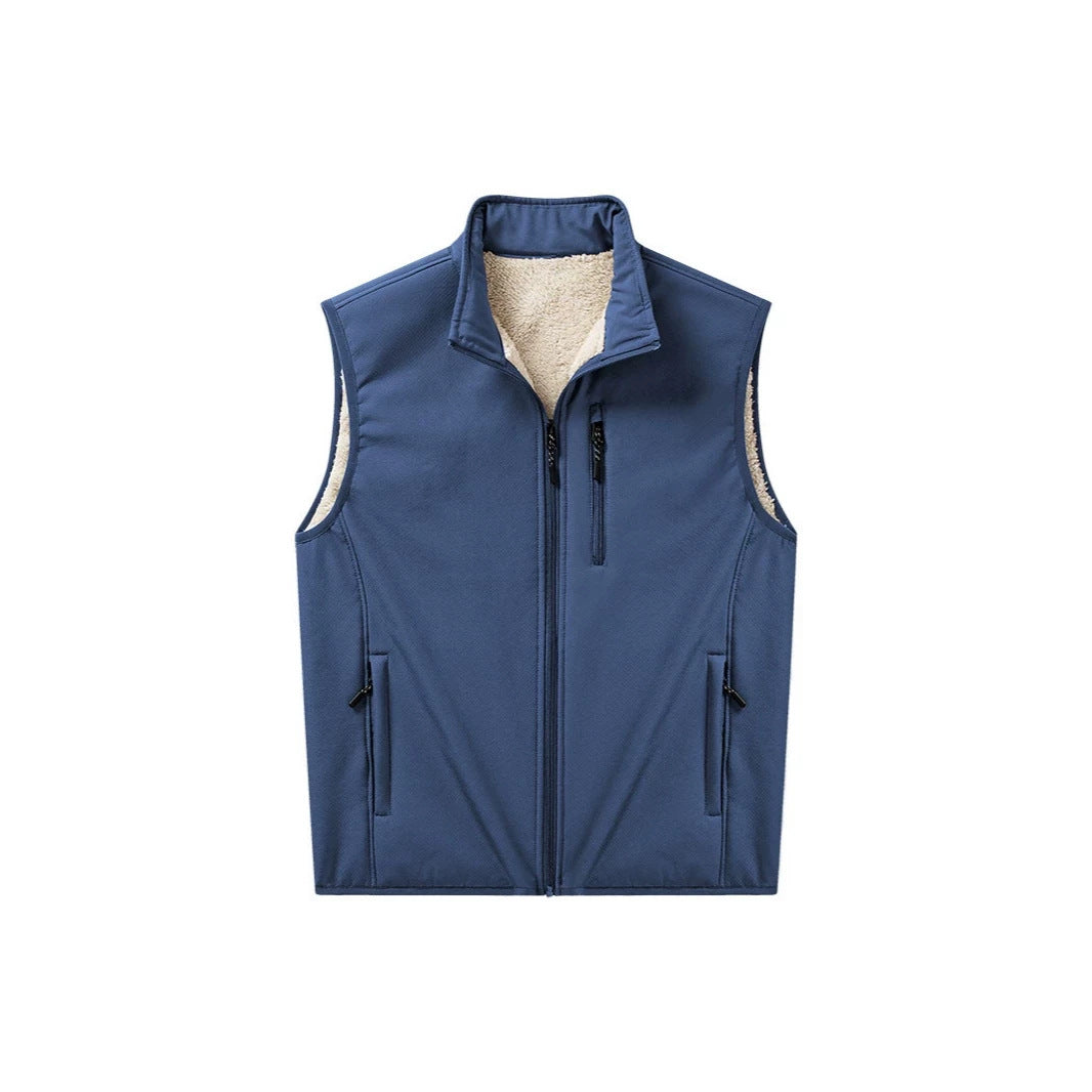 Herren Sherpa-gefütterte Softshell-Weste mit Stehkragen und Reißverschlusstaschen Shop Nory