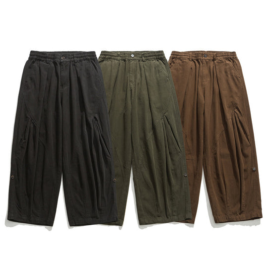 Damen Culotte-Hose im Paperbag-Stil mit elastischem Bund, Teilungsnähten und weitem Bein Shop Nory