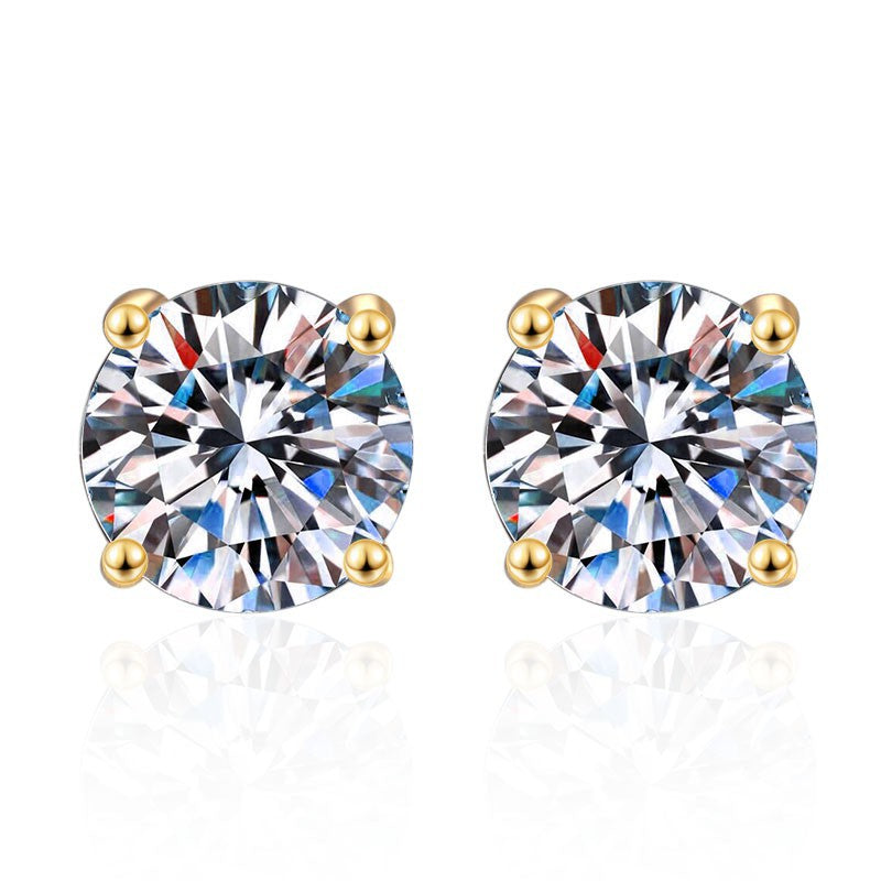 Damen Ohrringe mit funkelnden blauen Kristallen und elegantem goldenen Rahmen Shop Nory