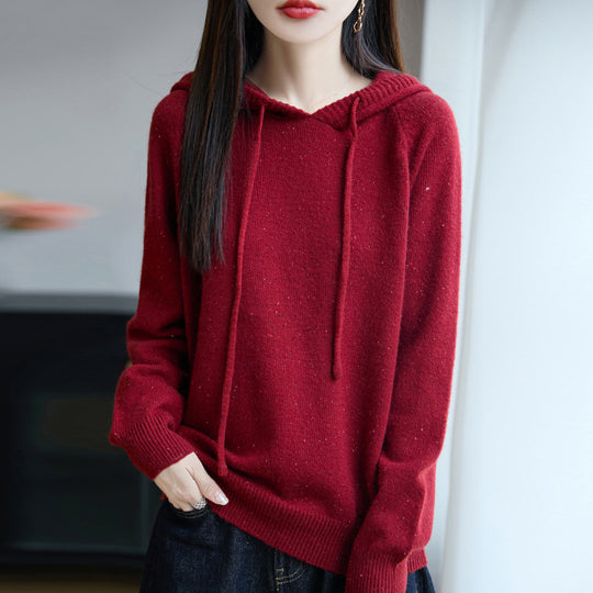 Damen Weicher Feinstrick-Kapuzenpullover mit Nep‑Garn und gerippten Bündchen Shop Nory