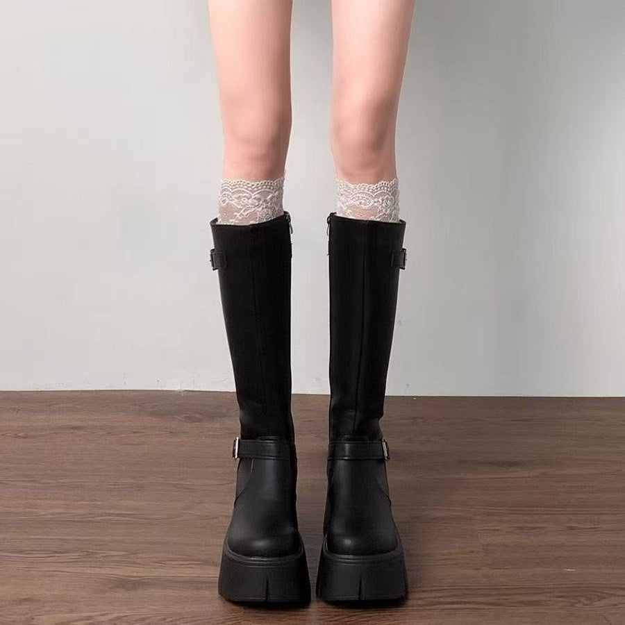 Damen Modische Stiefel mit auffälligem Schnallen-Design Shopnory