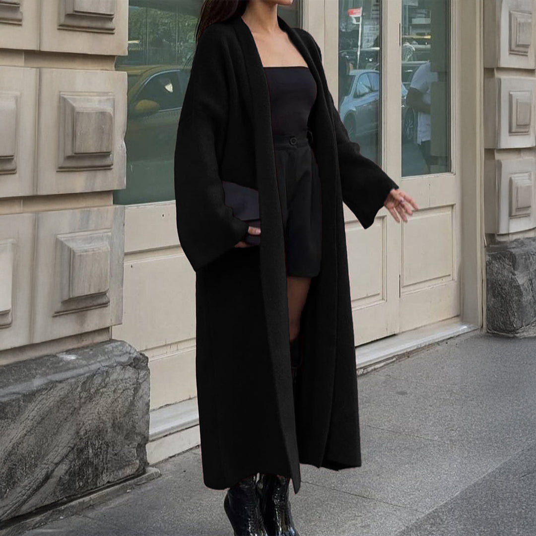 Damen nan extra-langer Oversize-Strickmantel mit offenem Schnitt, weiten Ärmeln und Kimonokragen Shop Nory