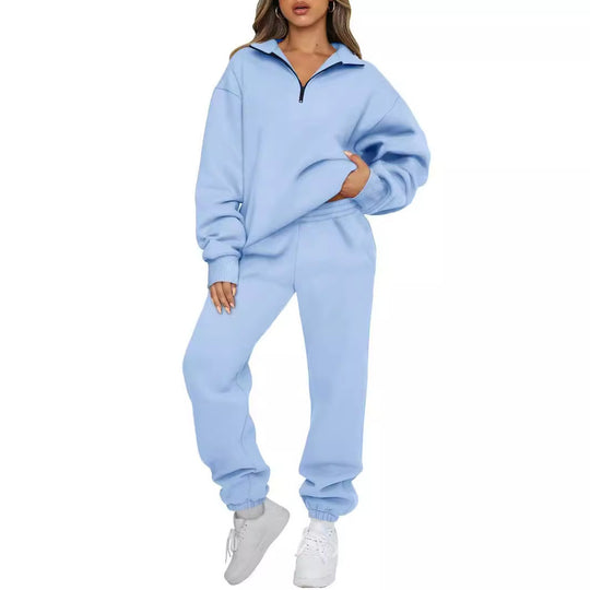 Damen nan lässiges Halbzip-Lounge-Set mit oversized Sweatshirt und taillenhoher Jogginghose Shop Nory