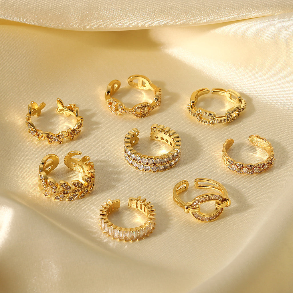 Damen Offener Ring mit funkelndem Zirkonia und elegantem Design Shop Nory