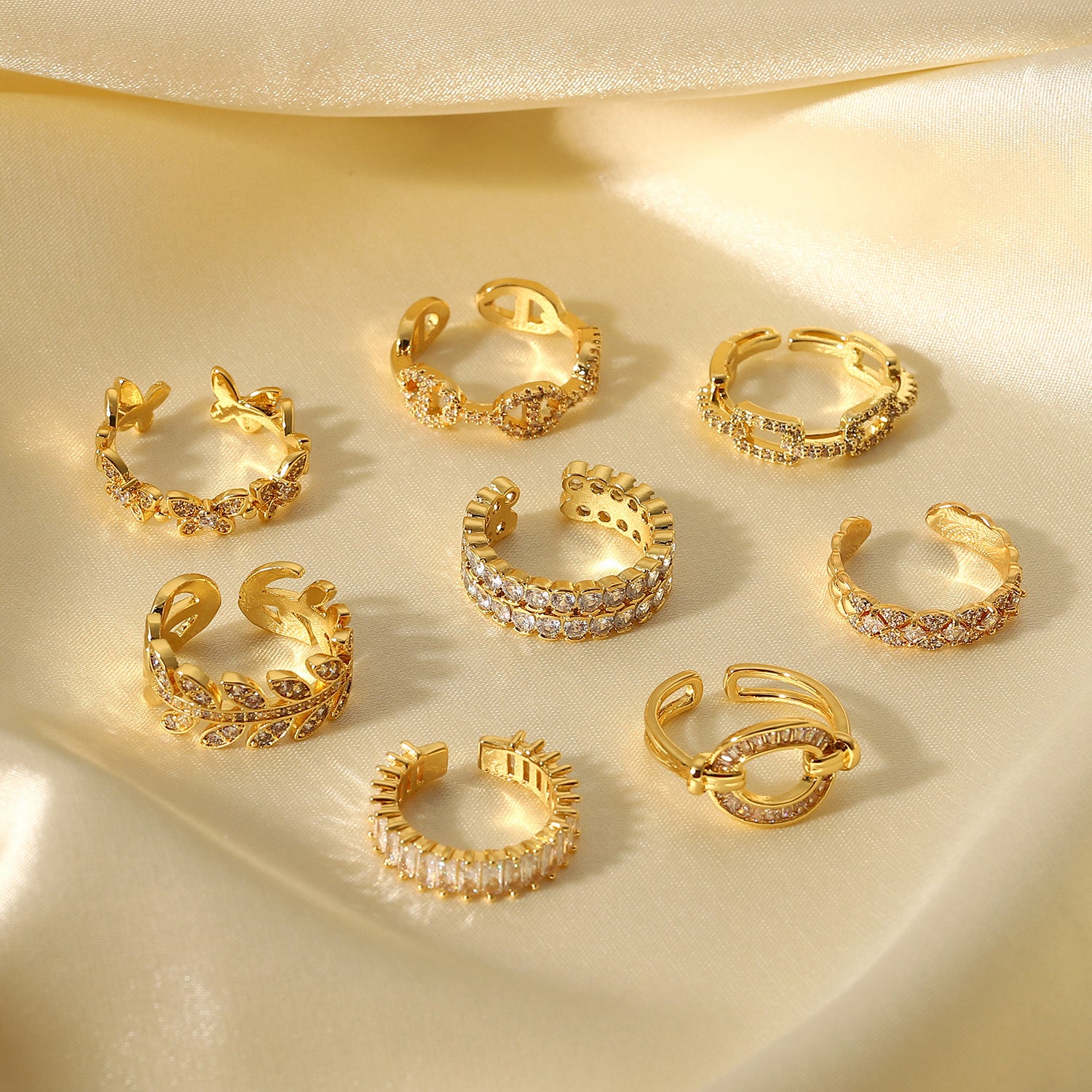 Damen Offener Ring mit funkelndem Zirkonia und elegantem Design Shop Nory