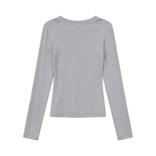 Damen Langarmshirt mit V-Ausschnitt und tailliertem Slim-Fit Shop Nory