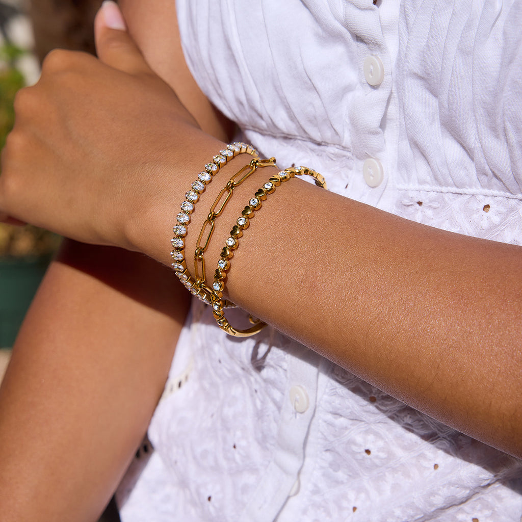 Damen Armband aus hypoallergenem Edelstahl mit funkelnden Zirkonia-Steinen Shop Nory