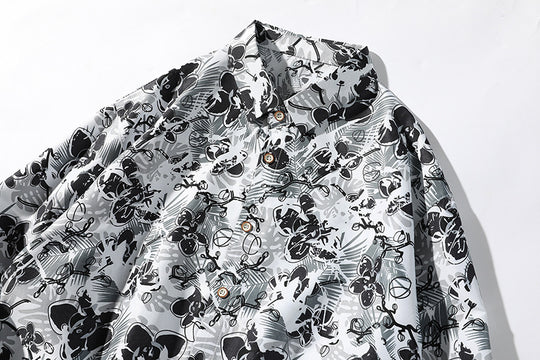 Herren Oversize-Knopfhemd mit grafischem Allover-Print und lockerem Relaxed-Schnitt Shop Nory