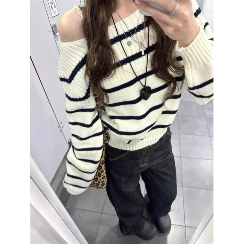 Damen Lässiger Streifenpullover Shop Nory