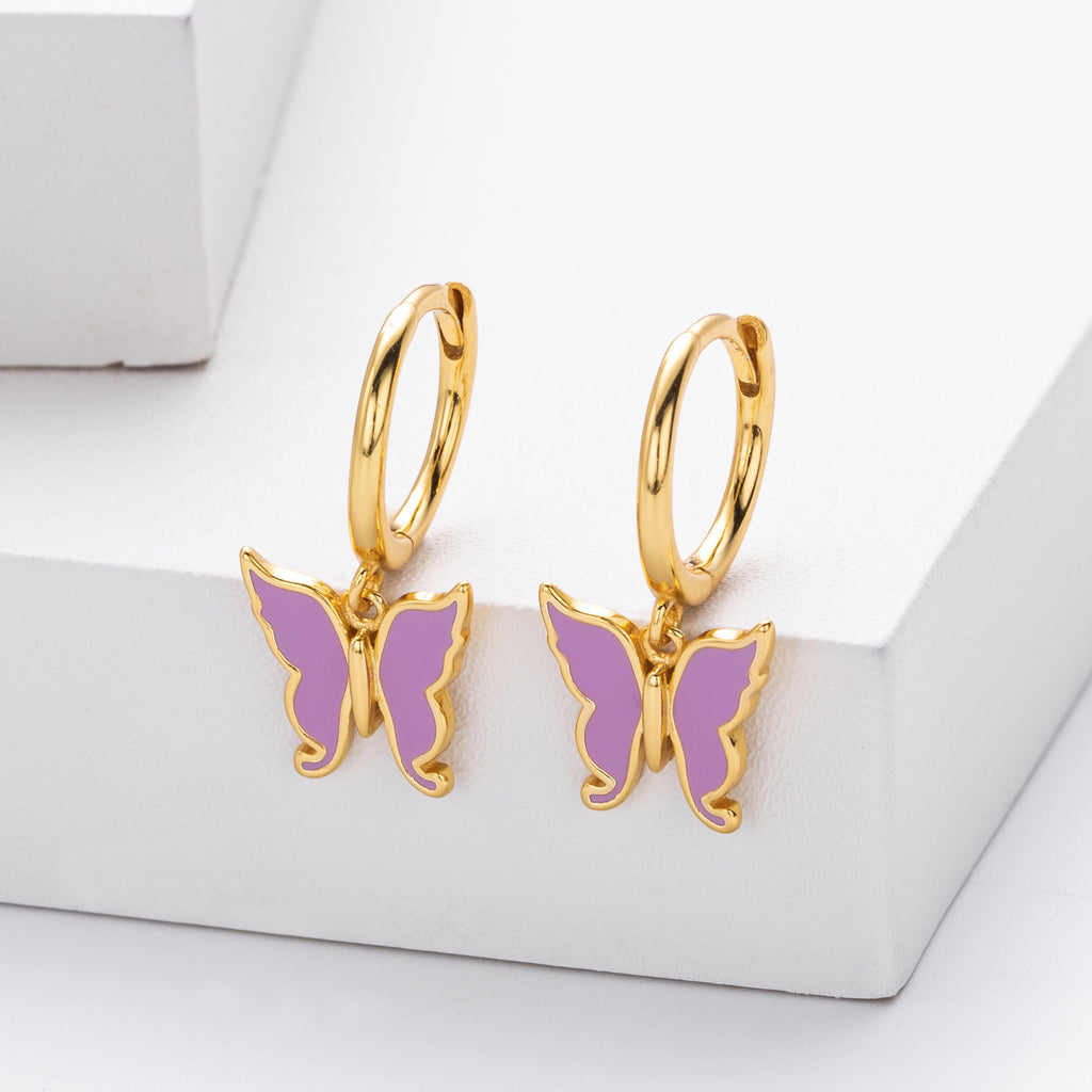 Damen Ohrringe mit schimmerndem Schmetterlingsanhänger aus 925 Sterling Silber Shop Nory