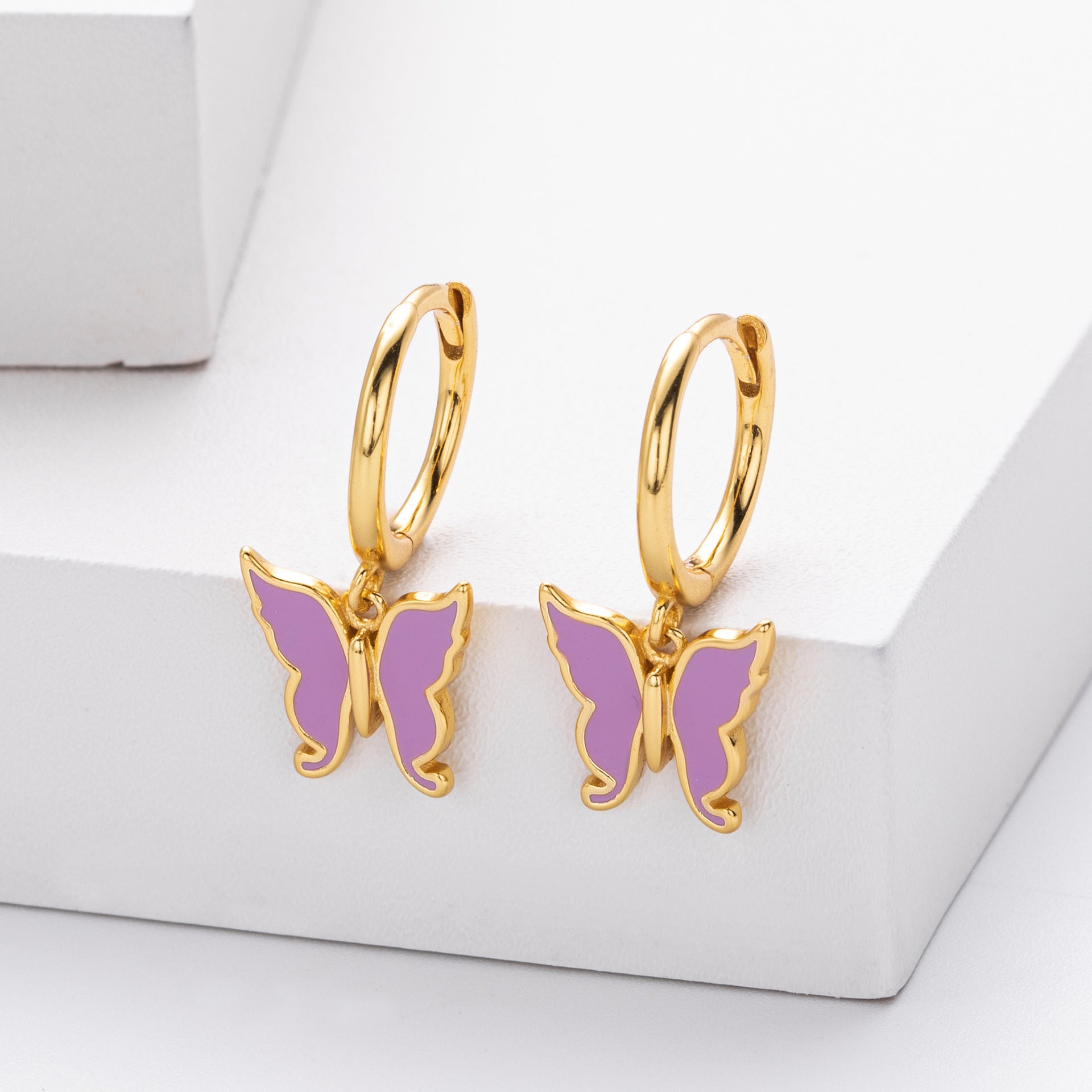 Damen Ohrringe mit schimmerndem Schmetterlingsanhänger aus 925 Sterling Silber Shop Nory