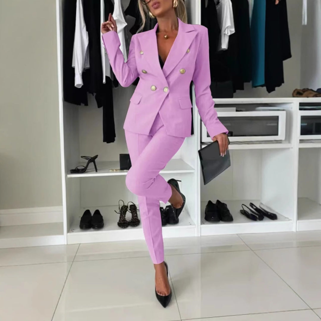 Damen Doppelreihiger taillierter Hosenanzug mit Slim-Hose Shop Nory