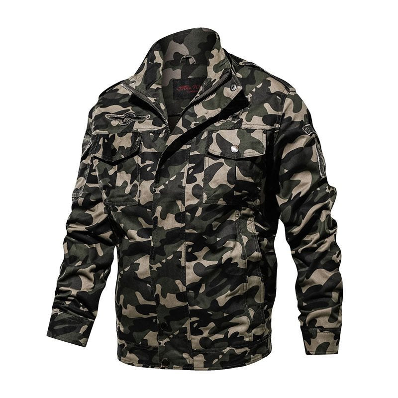 Herren Camouflage-Fieldjacke im Military-Utility-Stil mit Epauletten, Mehrfach-Taschen und Reißverschluss Shop Nory