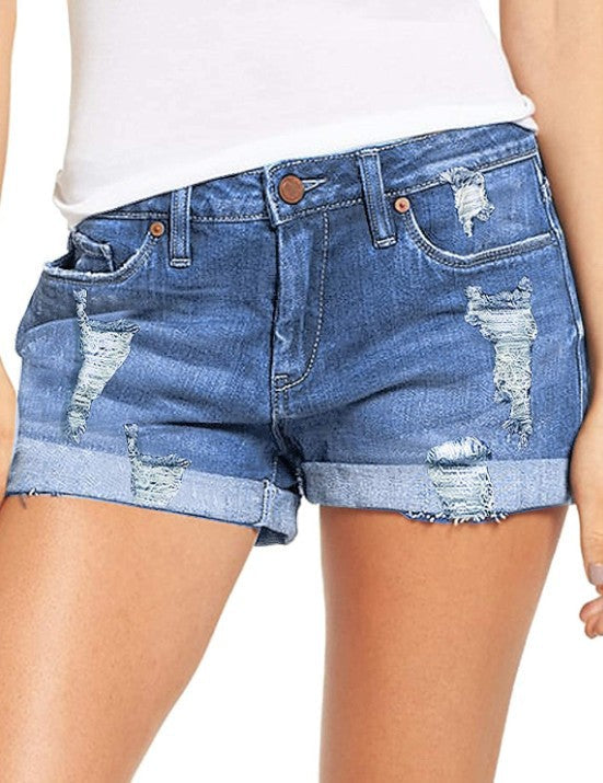 Damen Jeans-Shorts im lässigen Destroyed-Look