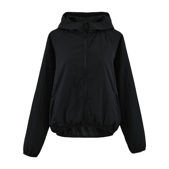Damen Ultraleichte Kapuzen-Windbreaker mit verlängertem Rückensaum und elastischem Saum Shop Nory