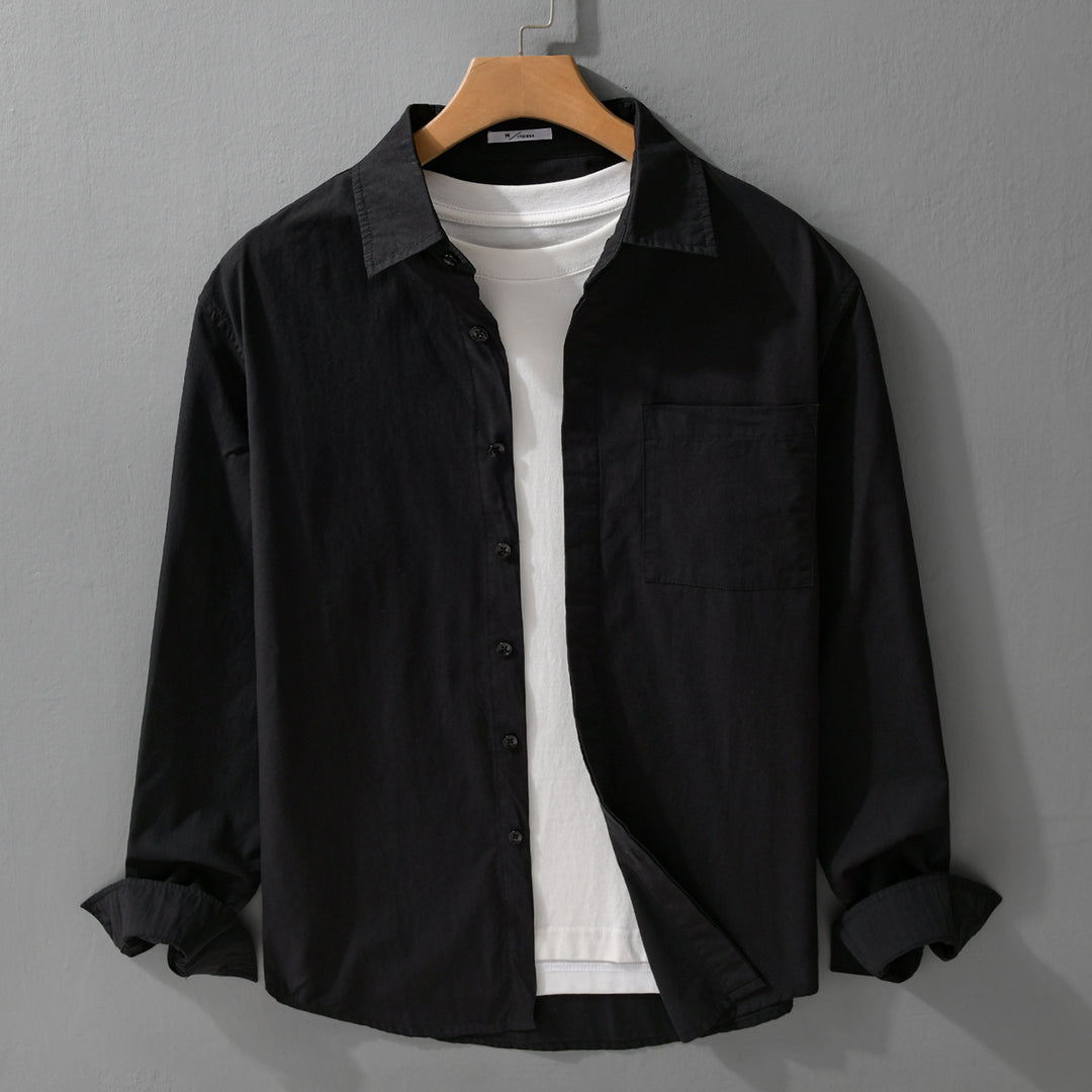 Herren Relaxed-Fit Baumwoll-Overshirt mit Kentkragen und Brusttasche Shop Nory