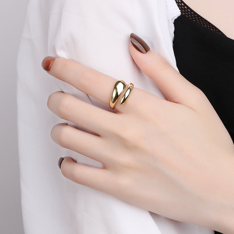 Damen offener Ring mit modernem Wellen-Design Shop Nory