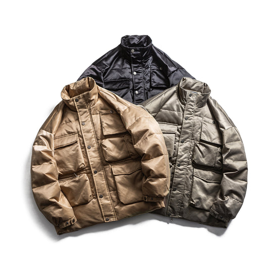 Herren Boxy Isolationsjacke im Fieldstil mit Cargo-Taschen und hohem Stehkragen Shop Nory