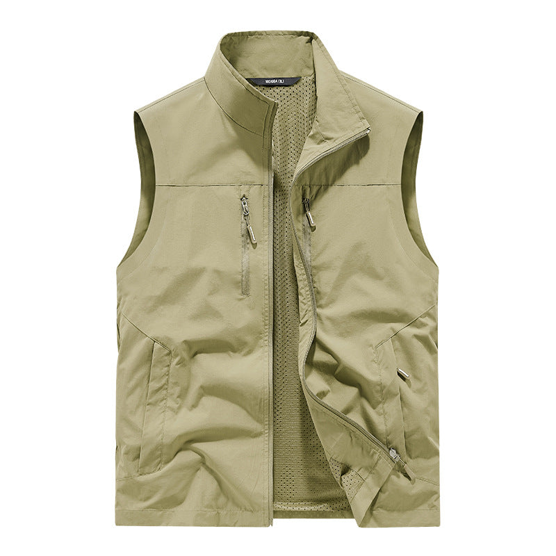 Herren Leichte Outdoorweste mit Mesh-Innenfutter und Multifunktionstaschen Shop Nory