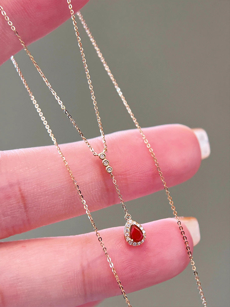 925 Sterling Silber Kabelkette Plattierung Wassertröpfchen Anhänger Halskette | Shop Nory