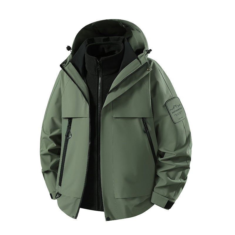 Herren multifunktionale Wasserfeste Softshell-Regenjacke mit abnehmbarer Fleece-Innenjacke Shop Nory