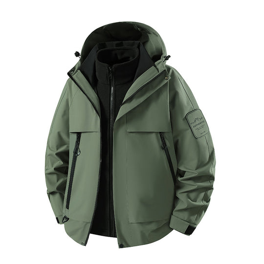 Herren multifunktionale Wasserfeste Softshell-Regenjacke mit abnehmbarer Fleece-Innenjacke Shop Nory