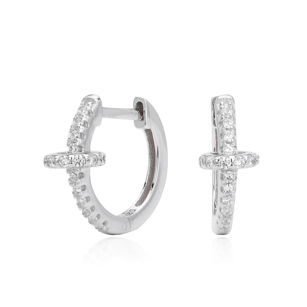 Damen Creolenohrringe mit luxuriösem Zirkonbesatz aus 925 Sterling Silber Shop Nory