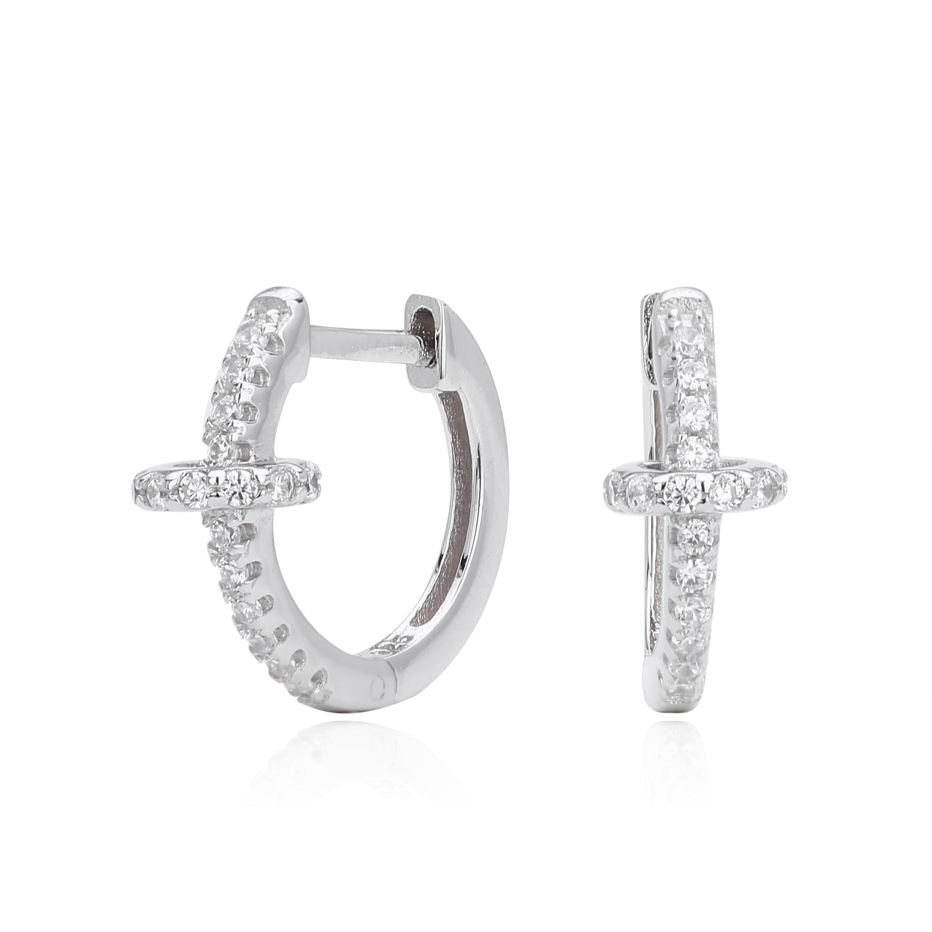 Damen Creolenohrringe mit luxuriösem Zirkonbesatz aus 925 Sterling Silber Shop Nory