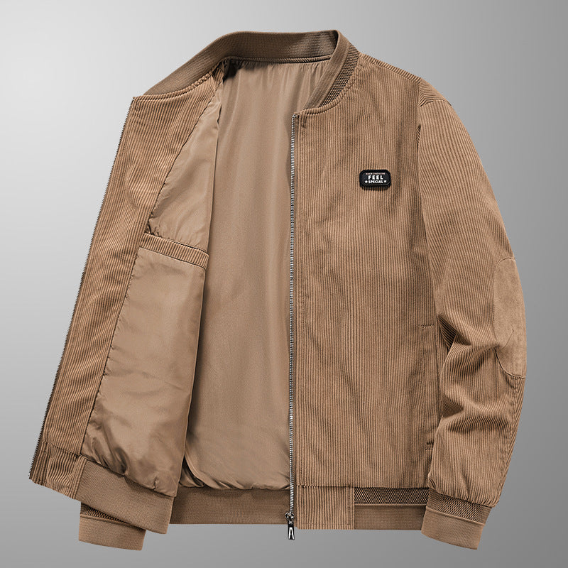 Herren Cord-Blouson im Bomberstil mit Ellbogenpatches und verdeckter Innentasche Shop Nory