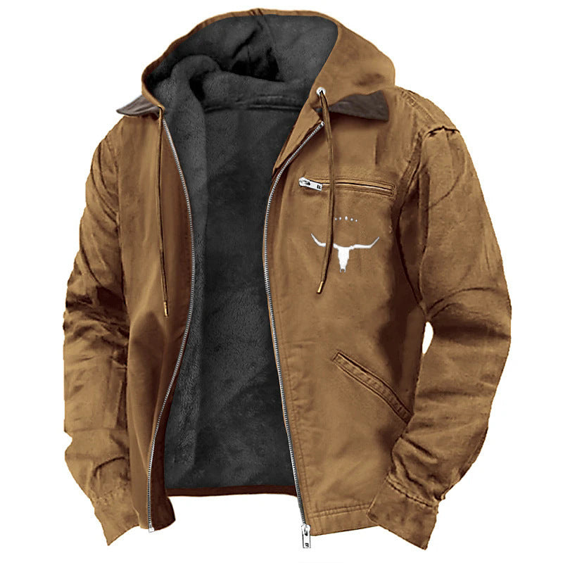 Herren nan wattierte Kapuzenjacke mit Teddyfutter und robuster Canvas-Aussenschicht Shop Nory