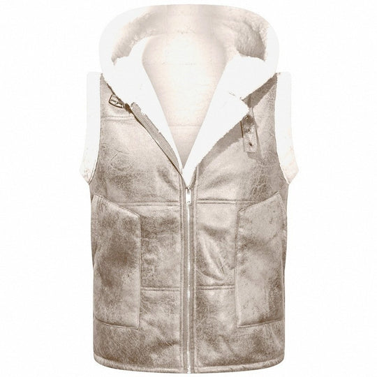 Herren Ärmellose Teddy-gefütterte Kapuzenweste im Shearling‑Look Shop Nory