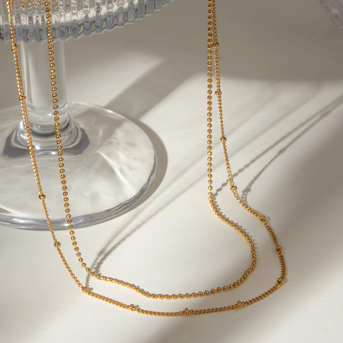 Damen Halskette mit doppeltem Gliederdesign aus hochwertigem Edelstahl Shop Nory