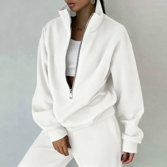 Damen nan Oversize Halbzip-Sweatshirt mit hohem Stehkragen und verdeckter Kängurutasche Shop Nory