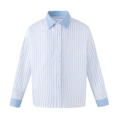 Damen Gestreiftes Oversize-Hemd mit kontrastreichem Kentkragen Shop Nory
