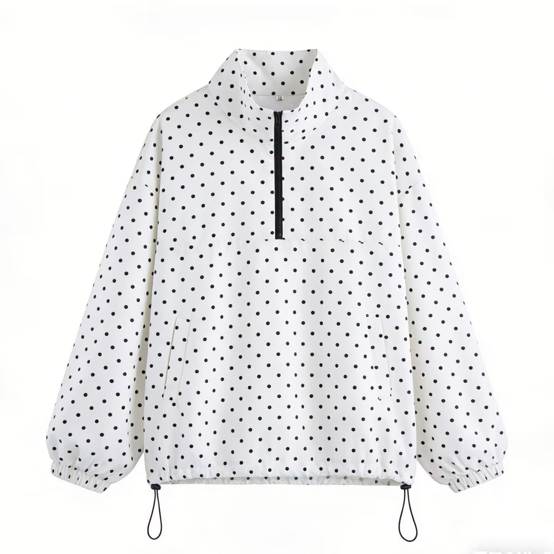 Damen leichter gepunkteter Anorak mit halbem Reißverschluss und Tunnelzug Shop Nory