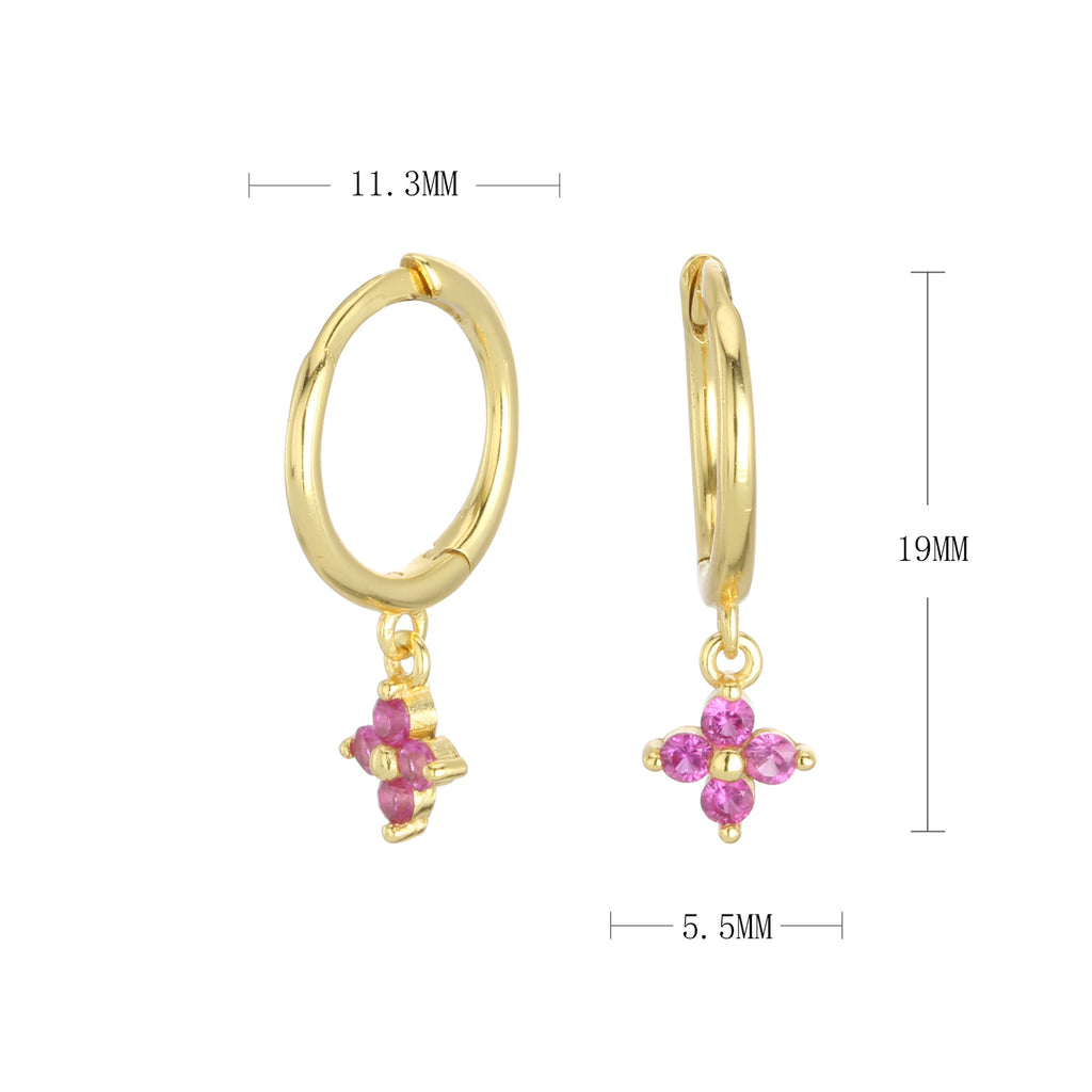 Damen Creolenohrringe mit blütenförmigen Anhängern und hochwertigem Zirkonbesatz Shop Nory
