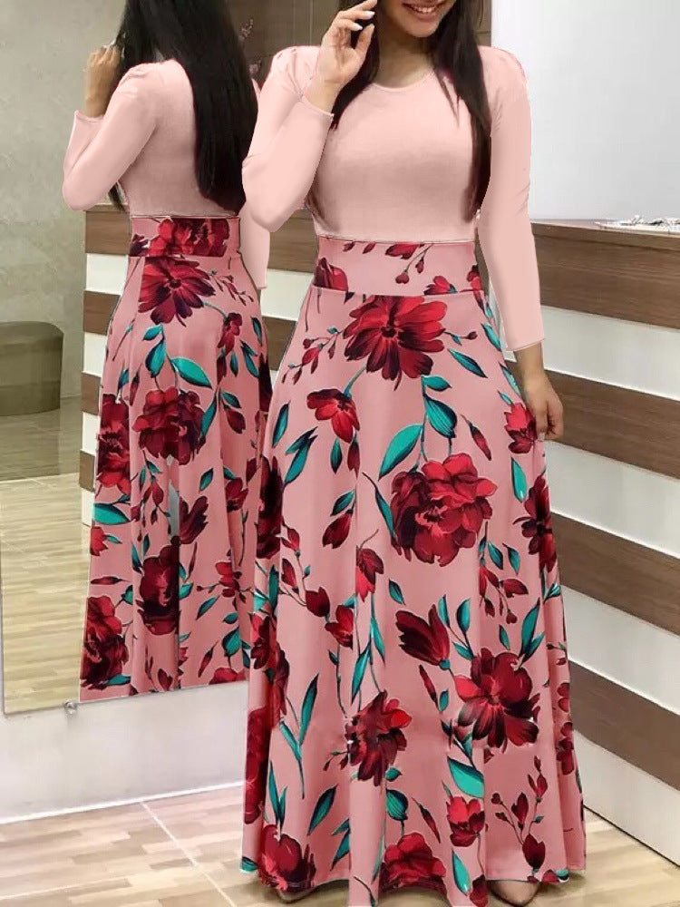 Damen Fließender Maxirock mit hoher Taille und großem Blumenprint Shop Nory