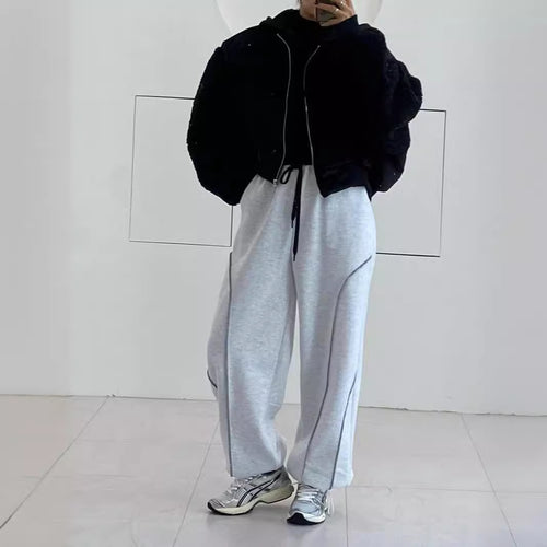 Damen Weite Sweatpants mit kontrastierenden Nahtdetails und Kordelzug Shop Nory
