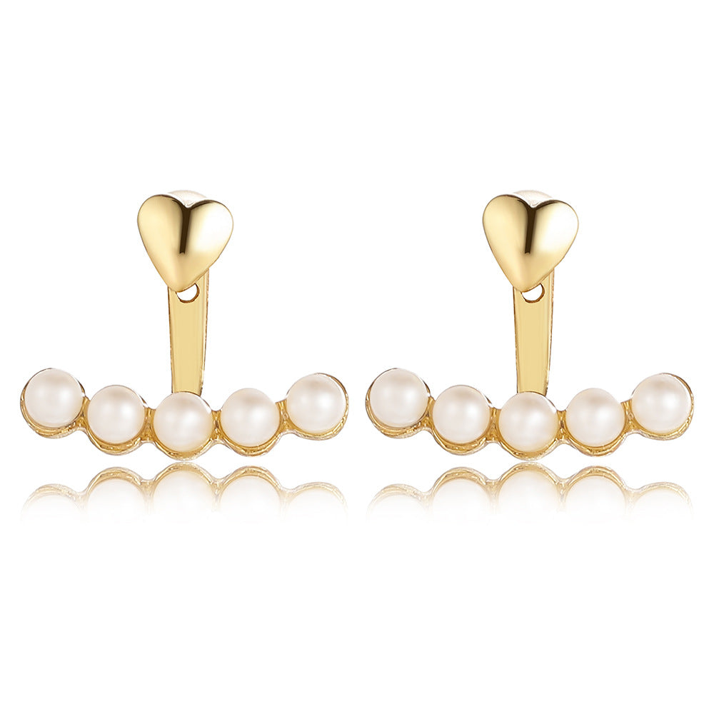 Damen Ohrringe mit herzförmigem Design und Perlenkette Shop Nory