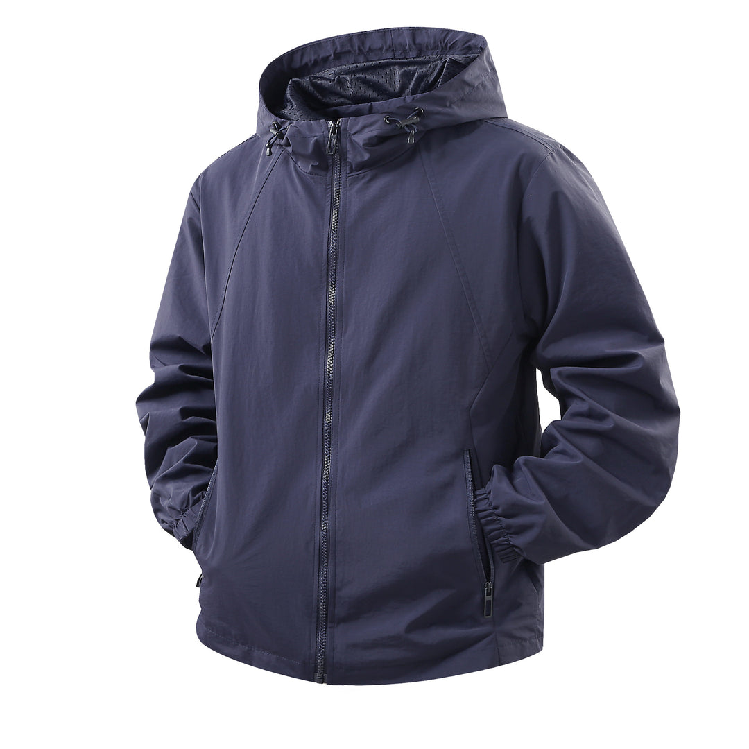 Herren Leichte atmungsaktive Kapuzen-Windjacke mit Mesh-Innenfutter und Reißverschlusstaschen Shop Nory