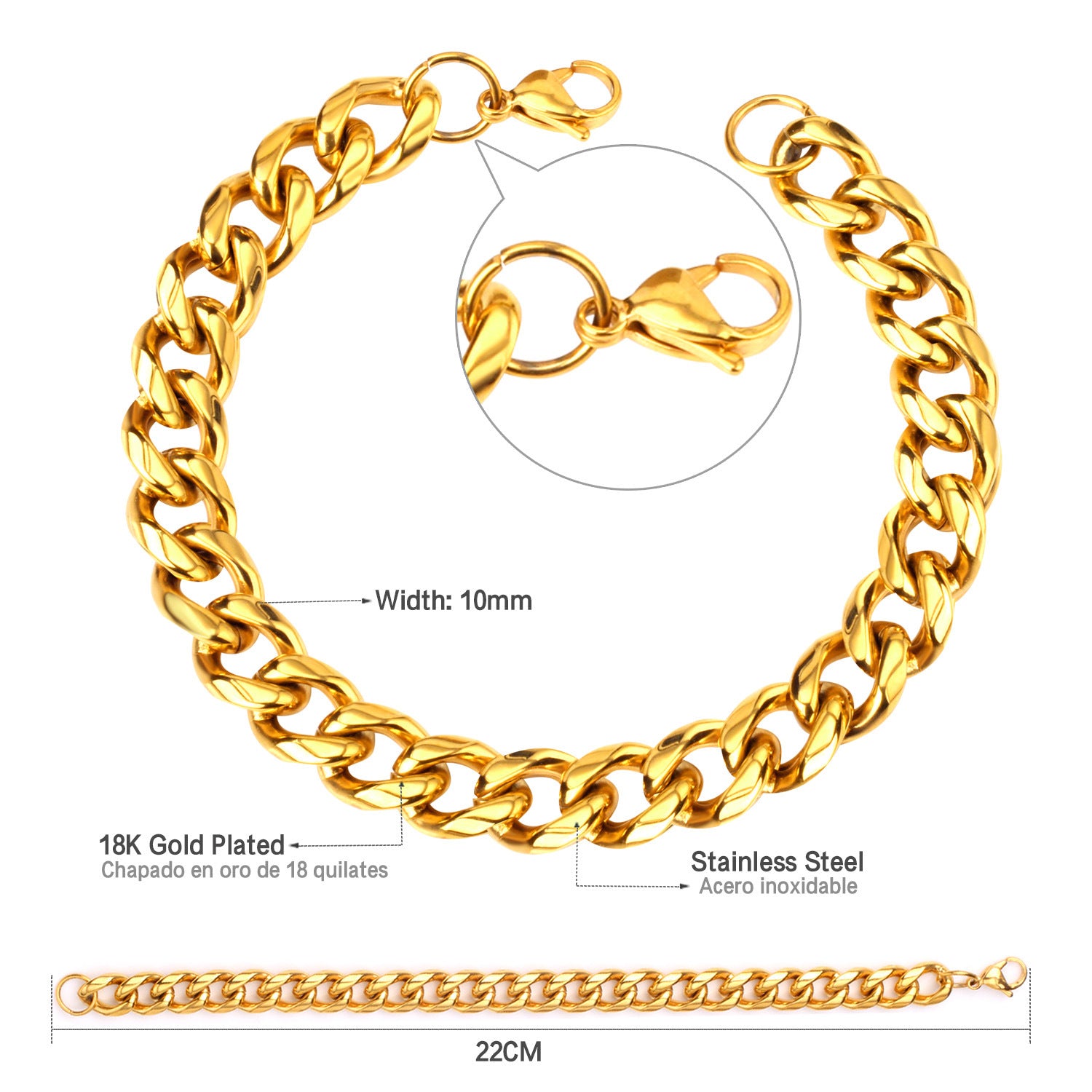 Damen Edelstahl Armband mit goldplattierter Kettenstruktur Shop Nory