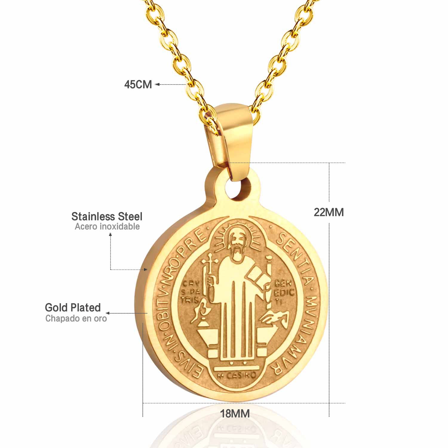 Damen Halskette mit goldplattiertem Medaillon-Anhänger aus Edelstahl Shop Nory