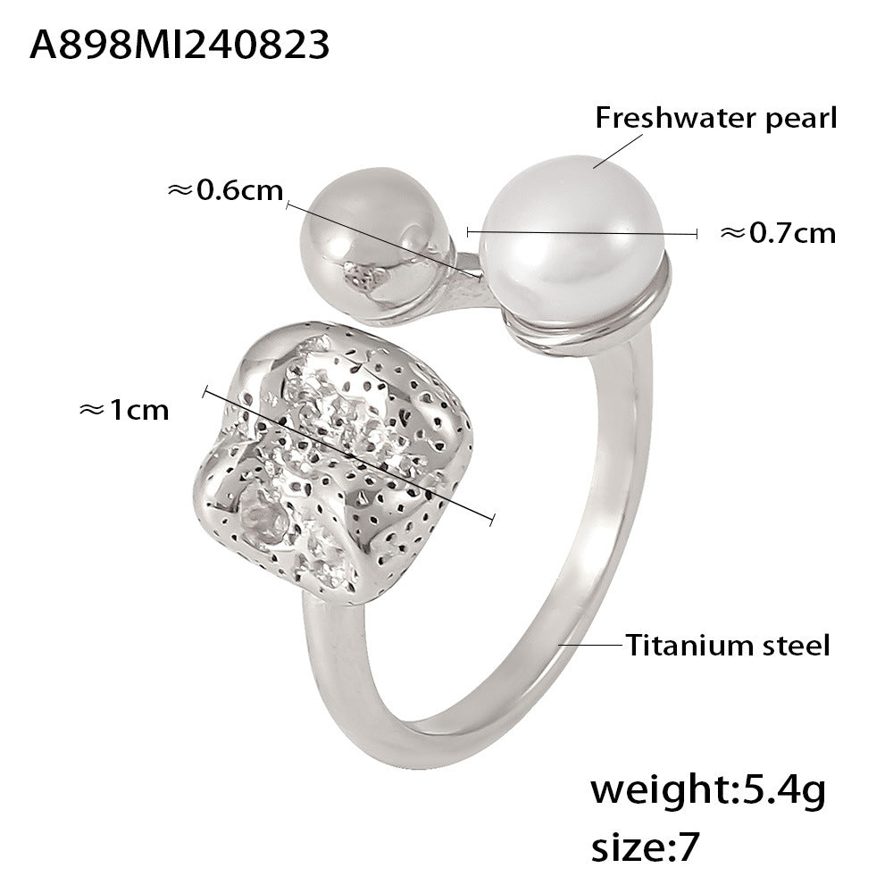 Damenring mit einzigartigem Design und frischer Perle Shop Nory