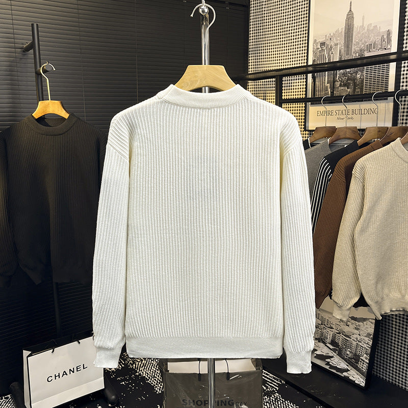 Herren Feiner Rippenstrick-Pullover mit Rundhalsausschnitt und verstärkter Schulternaht Shop Nory