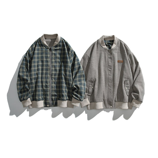 Unisex Boxy-Bomberjacke im Fischgrät-Look mit Rippbündchen, Pattentaschen und verdeckter Druckknopfblende Shop Nory