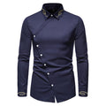 Herren Elegantes Langarmhemd mit asymmetrischem Knopfdesign und gesticktem Kragen