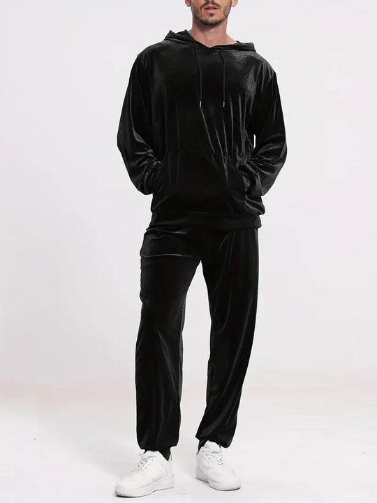 Herren nan Velours-Freizeitanzug mit Kapuzenpullover und lässiger Jogginghose Shop Nory