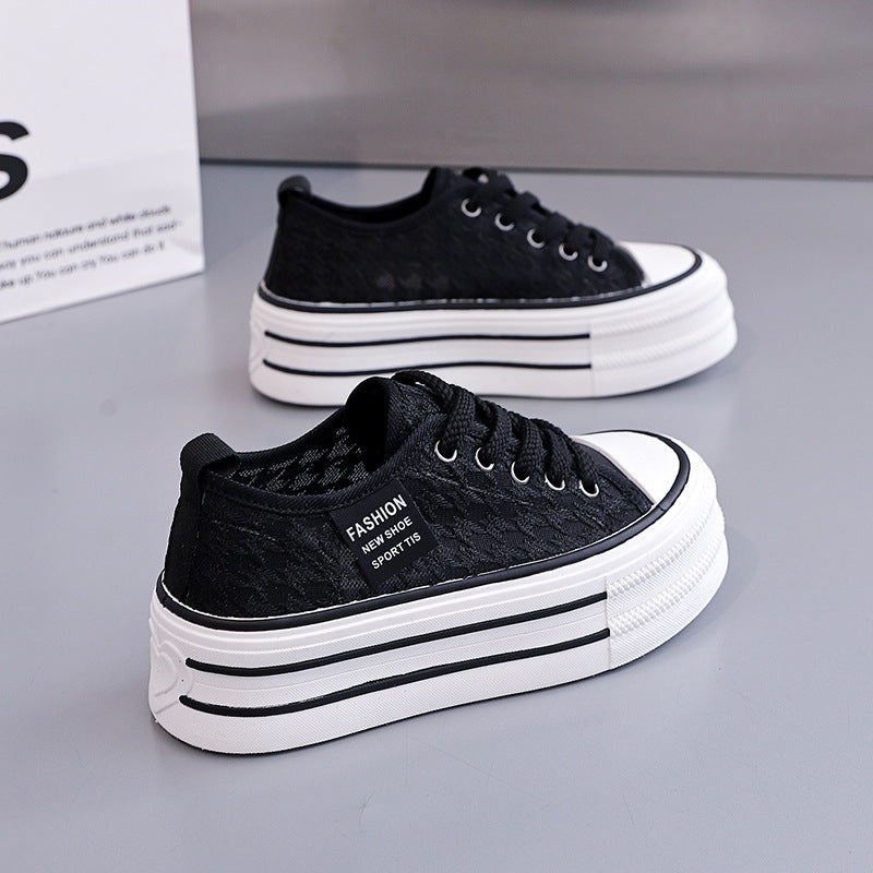 Damen Sneakers mit hohem Plateau und atmungsaktiver Oberseite