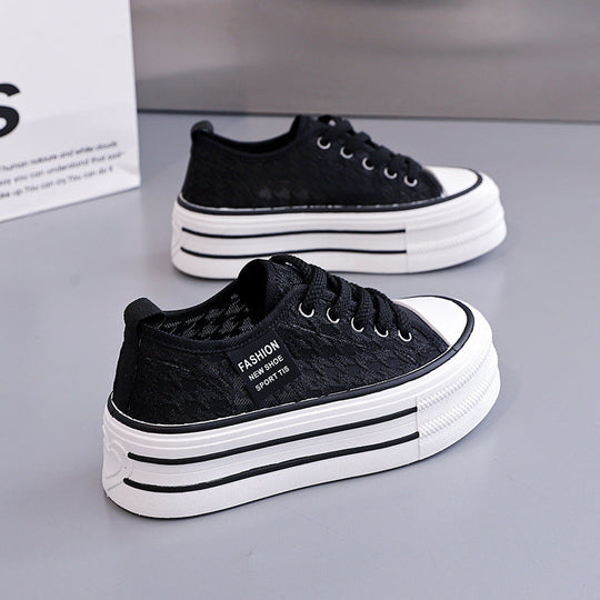 Damen Sneakers mit hohem Plateau und atmungsaktiver Oberseite